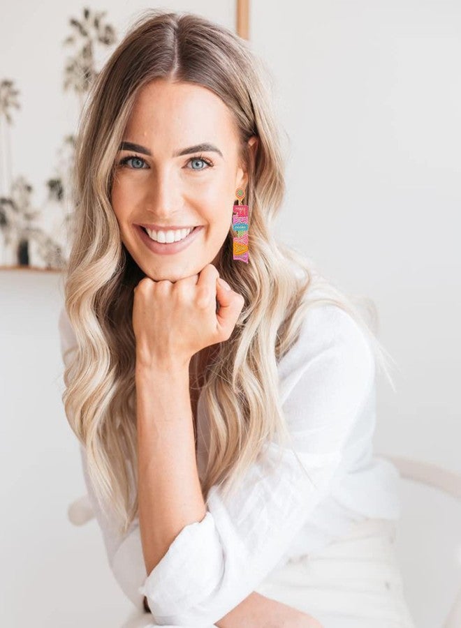 PHALIN Teacher Earrings for Women Beaded Teacher Drop Earrings Delicate Rhinestone Letter FRI-YAY Books Dangle Earrings Colorful Teacher Appreciation Gift (FRI-YAY) - Image 2