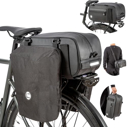 HuiJuKeJi Bike Rear Cargo Rack Bags 3-in-1 Multifuction Bicycle Trunk 26L Storage Pannier Saddle Bag with Reflective Strips Waterproof Travel Accessories Expandable Luggage Trunk Bag For Cycling - Image 1