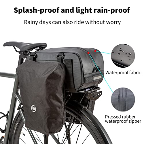 HuiJuKeJi Bike Rear Cargo Rack Bags 3-in-1 Multifuction Bicycle Trunk 26L Storage Pannier Saddle Bag with Reflective Strips Waterproof Travel Accessories Expandable Luggage Trunk Bag For Cycling - Image 2