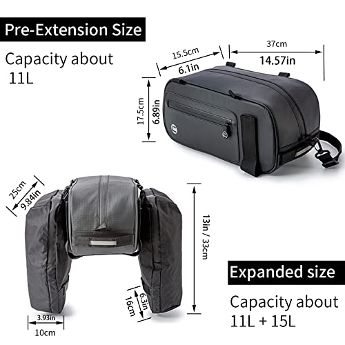 HuiJuKeJi Bike Rear Cargo Rack Bags 3-in-1 Multifuction Bicycle Trunk 26L Storage Pannier Saddle Bag with Reflective Strips Waterproof Travel Accessories Expandable Luggage Trunk Bag For Cycling - Image 5