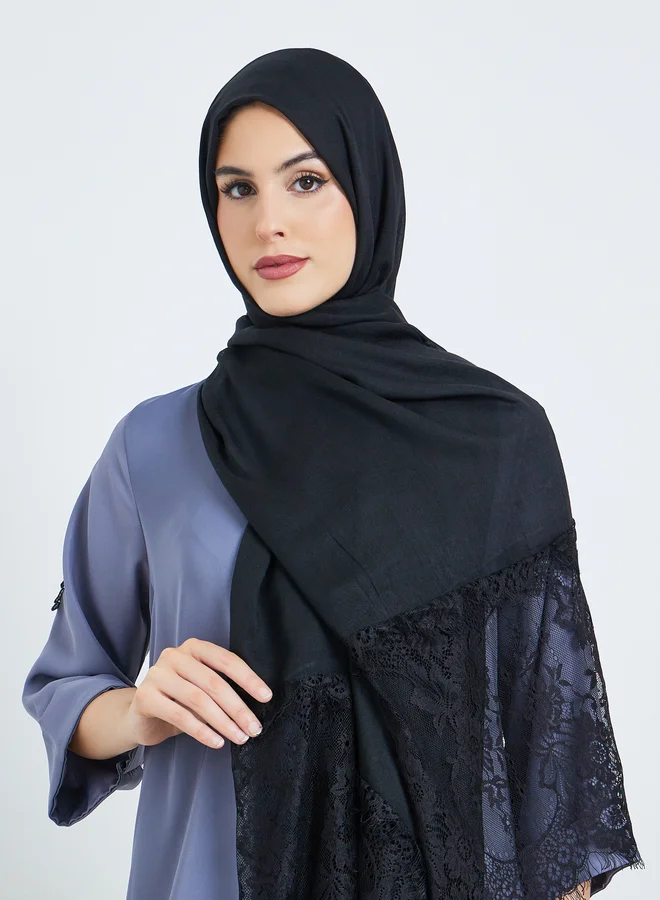 Amirah Black Lace Trim Hijab