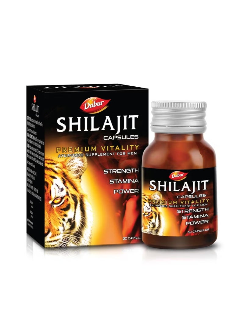 Dabur كبسولات شيلجيت مستخلص راتنج هيمالايا النقي 30 كبسولة - Image 1