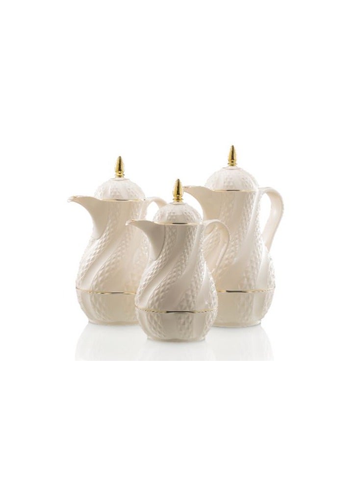Rose Coffee pearl white flask consisting of three pieces (1.5 liters + 1 liter + 0.6 liter) - Image 1