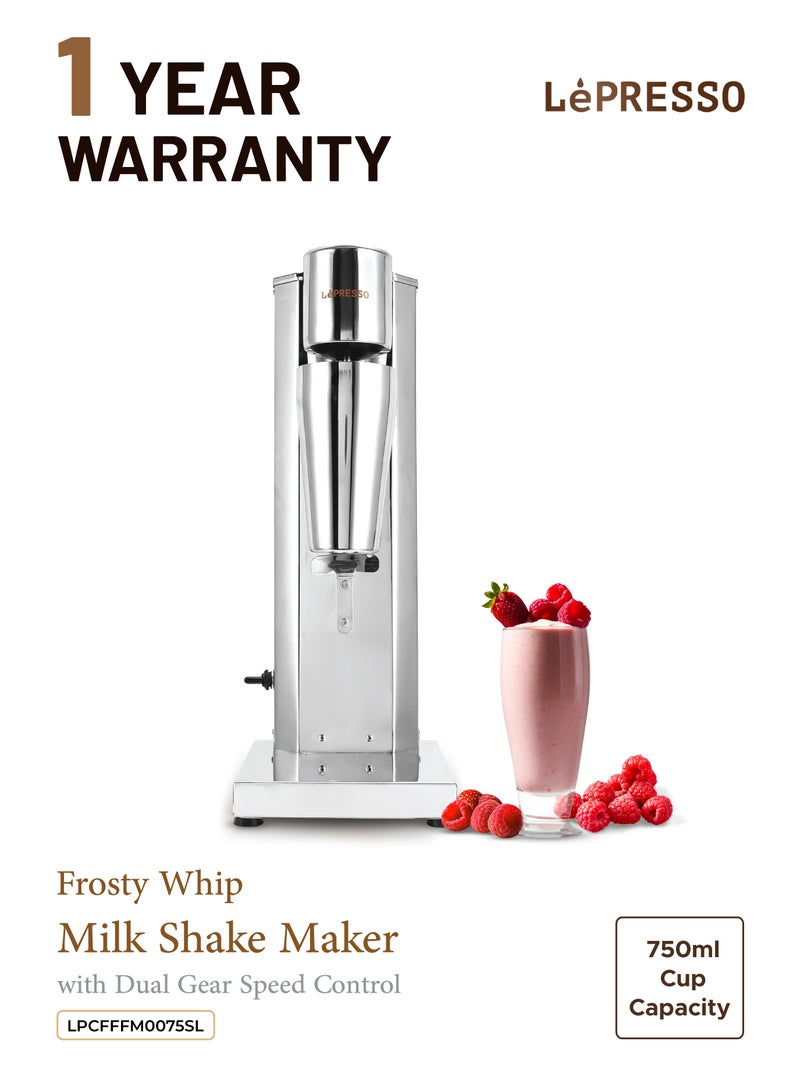 LePRESSO Commercial Milkshake Maker Stainless Steel Electric Drink Mixer Shake Machine Smoothie Milk Ice Cream Blender for Home or Business / Dual Gear Speed Control / Cup Capacity 750ml / Speed 15000RPM - Silver - Image 1