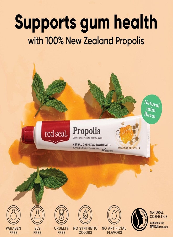 Red Seal Propolis Herbal & Mineral Natural Toothpaste - Fluoride Free, Organic, NATRUE Certified Natural- Supports Natural Gum Health and Oral Hygiene, Prevents Plaque, Vegan, Cruelty-Free (2) - Image 2