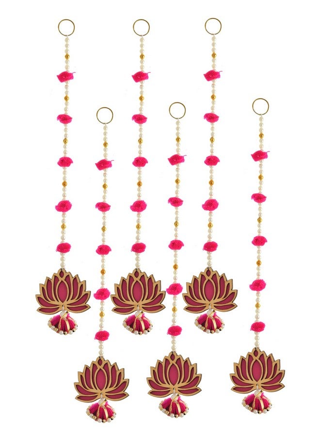 Sanvatsar Sanvatsar Home Pink Lotus Hanging | Diwali Showpiece Gift, Corporate Gift, Diwali Decoration, Home Decoration, Set of 6  - Image 1
