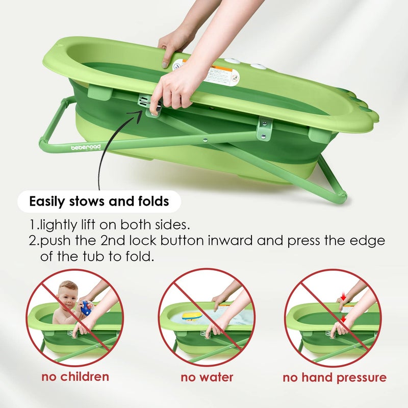 Beberoad Love Collapsible Baby Bathtub for Newborn to Toddler â€“ Portable & Adjustable Infant Tub with Non-Slip Design, Space-Saving Bathtub for Travel & Home Use (Green) - Image 4