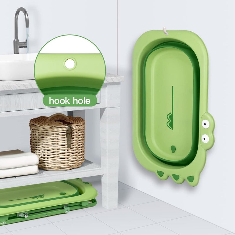 Beberoad Love Collapsible Baby Bathtub for Newborn to Toddler â€“ Portable & Adjustable Infant Tub with Non-Slip Design, Space-Saving Bathtub for Travel & Home Use (Green) - Image 3