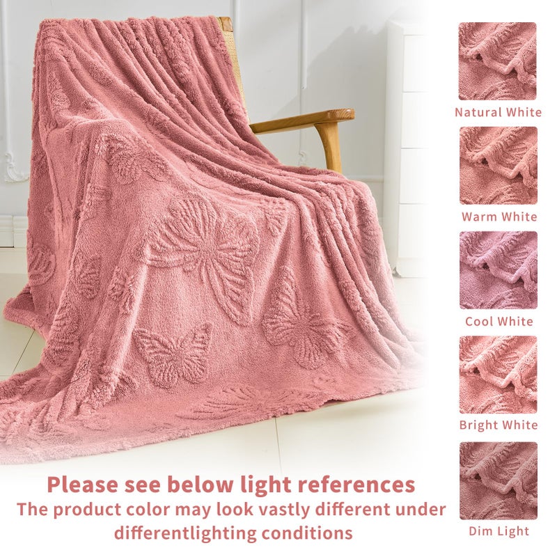 GIOKARNNA Throw Blankets with Butterfly,Soft Warm Blankets for Lover Mom Father Friends Gifts Pets,Lightweight Fuzzy Blanket for Couch Sofa Bed(Pink,50"x60") - Image 3