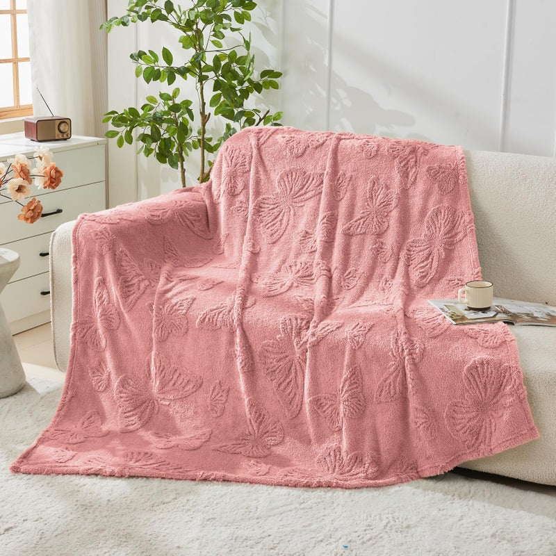 GIOKARNNA Throw Blankets with Butterfly,Soft Warm Blankets for Lover Mom Father Friends Gifts Pets,Lightweight Fuzzy Blanket for Couch Sofa Bed(Pink,50"x60") - Image 4