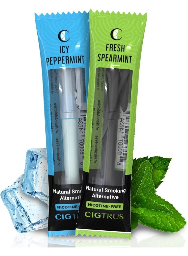 Cigtrus Natural Nicotine-Free & Tobacco-Free Smoking Alternative, Non-Electric Craving Relief, Quit Smoking Aid with Cigtrus (Peppermint & Spearmint) - Pack of 2 - Image 1