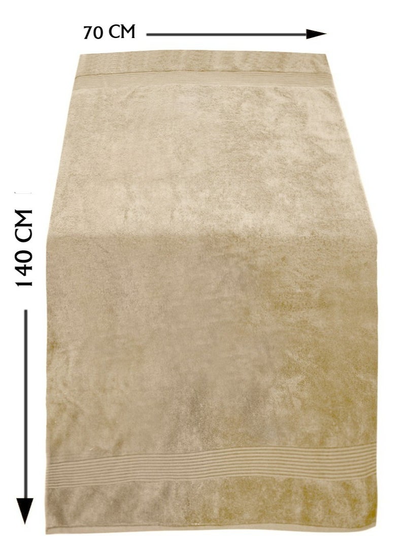 أيه زيد أم منشفة استحمام فاخرة قطن 100% قطعة واحدة (70 × 140 سم) – 550 جرام/م– امتصاص عالي وتجف بسرعة – مثالية للحمام – لون بيج فاتح - Image 2