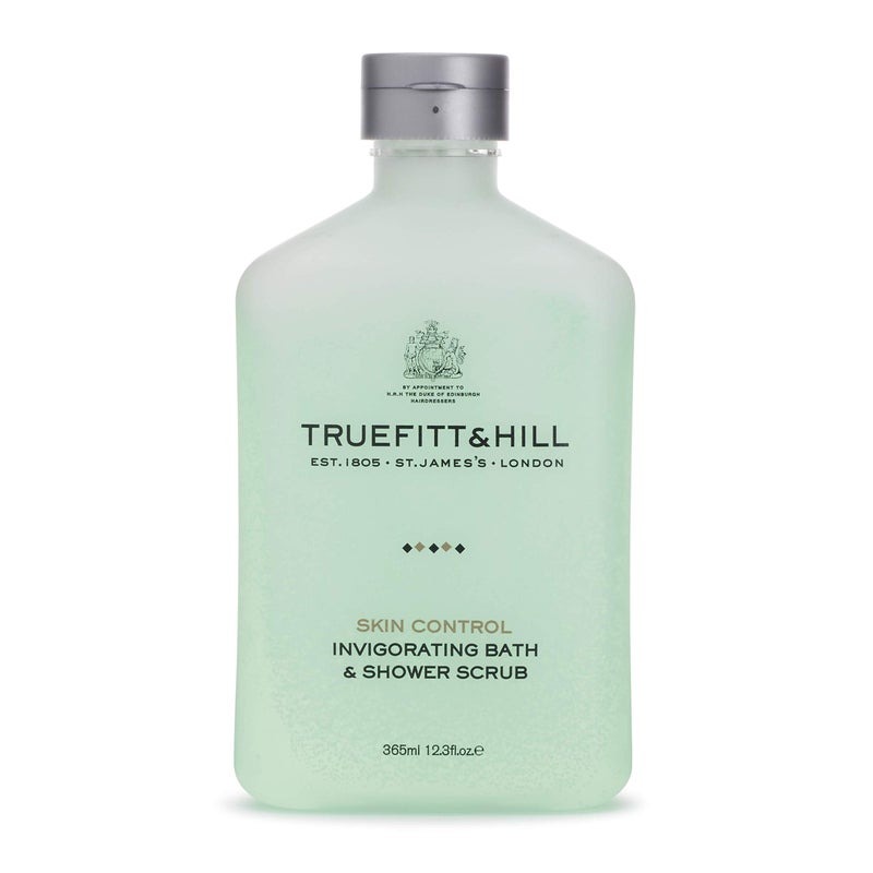Truefitt & Hill Invigorating Bath & Shower Scrub, Jojoba Beads for Natural Exfoliation, Vitamin E for Moisture Revitalization, Rosemary and Mint Fragrance - 12.3 oz.