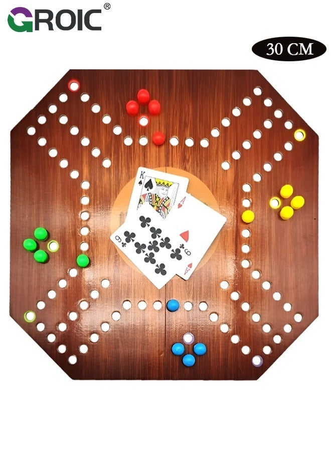 GROIC Jackaroo Board Game,Ludo Board Game,Folding Board Game for 4 Players with 16 Marbles and Cards,30 cm x 30 cm Size,Jackaroo Game Family Game Marble Game - Image 1