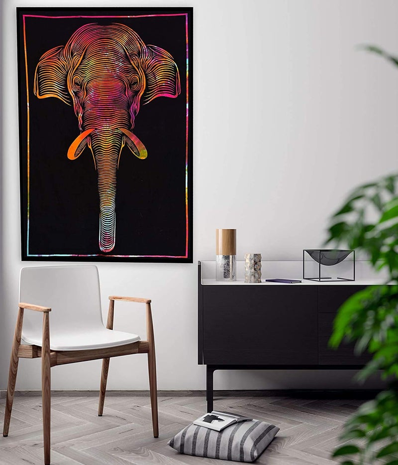 Raj Handicrafts Raj Handicrafts Elephant Tapestry Bedsheet Bedspread Bedding Bedcover Psychedelic Boho Tie Dye Printed Wall Hanging Decoration Poster - Image 2