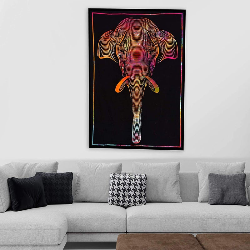 Raj Handicrafts Raj Handicrafts Elephant Tapestry Bedsheet Bedspread Bedding Bedcover Psychedelic Boho Tie Dye Printed Wall Hanging Decoration Poster - Image 3