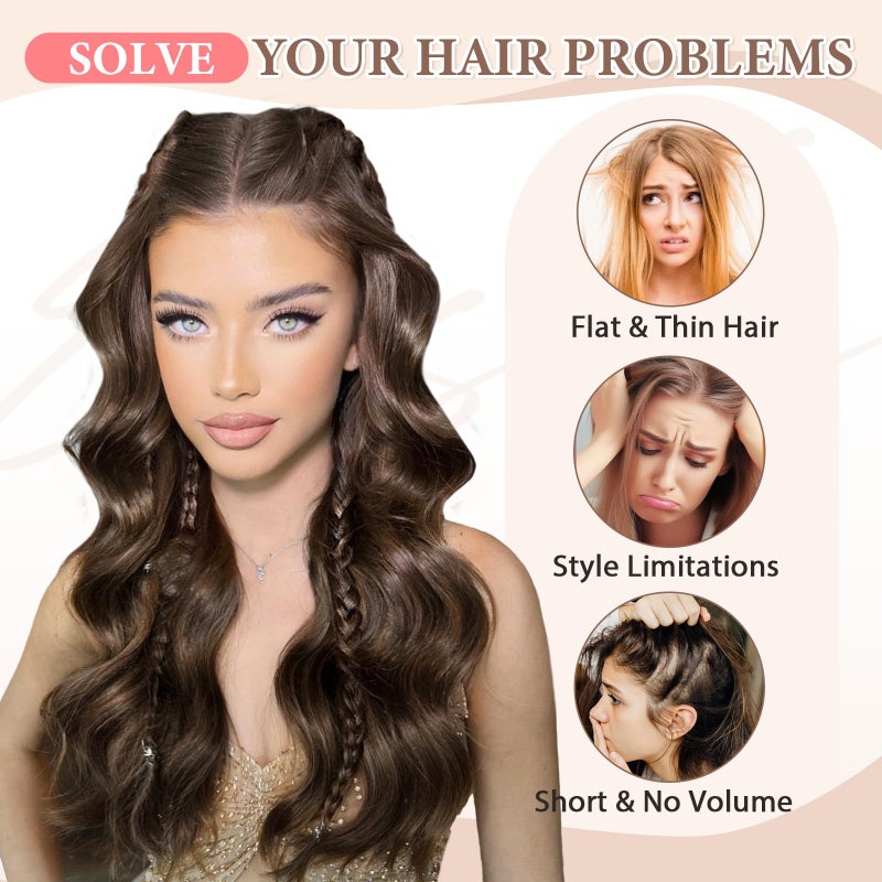 Fliace Clip in Hair Extensions for Women Chestnut Brown Long Wavy Hair Extensions Clip Ins 6PCS 20 Inch Synthetic Soft and Natural Thick Hair Pieces for Women - Image 5