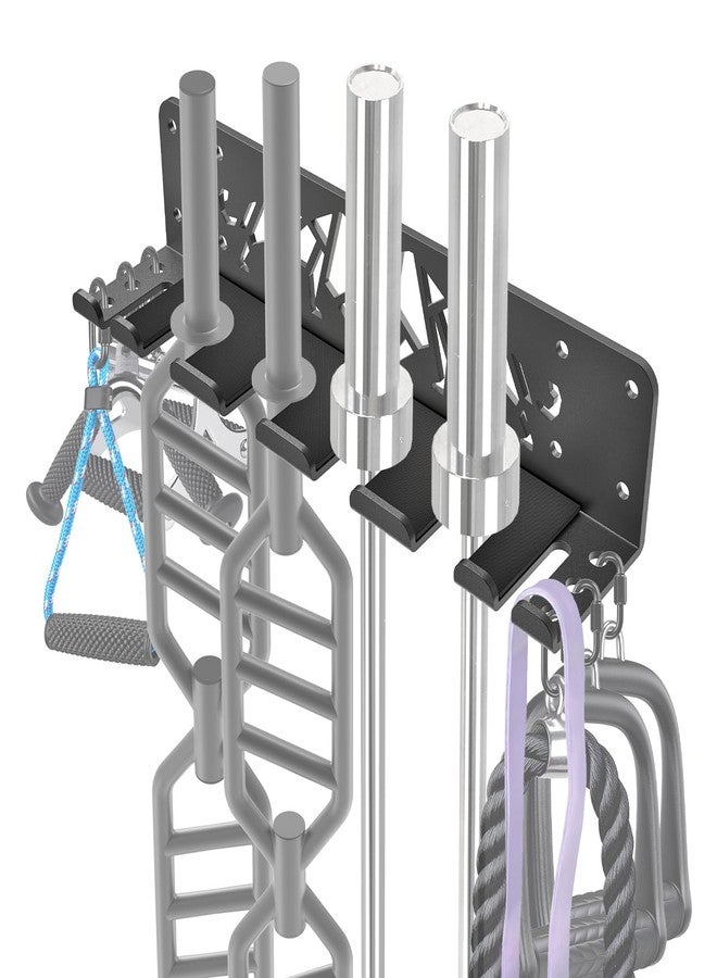 Kipika Versatile Wall Mounted Barbell Holder with 7-Hooks Storage Rack for 4 Barbell Bars Holds Under 33mm Bar Size and Fitness Accessories Space-Efficient Gym Organization for Home & Commercial Use - Image 2