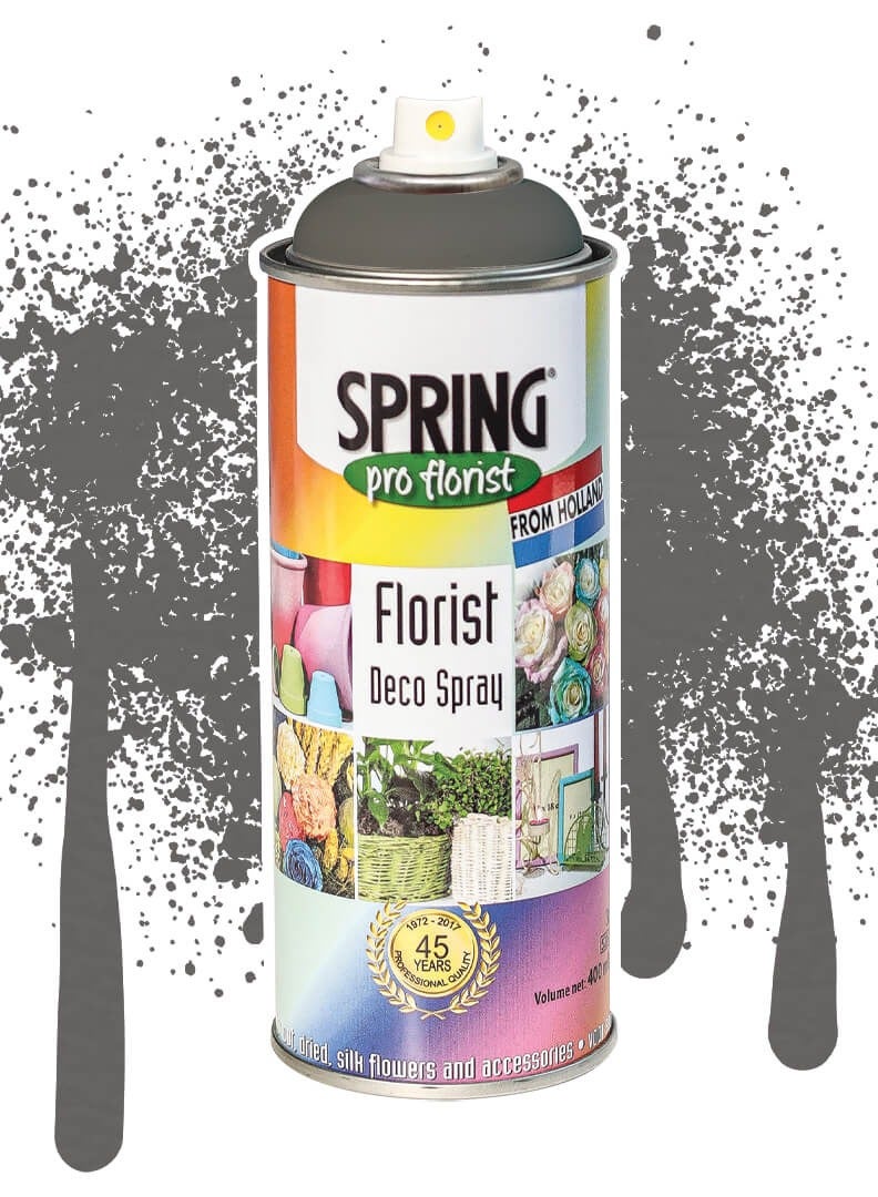 Spring Color Spray Charcoal Gray, 400ml, High-Quality Floral Spray for Fresh or Artificial Flowers