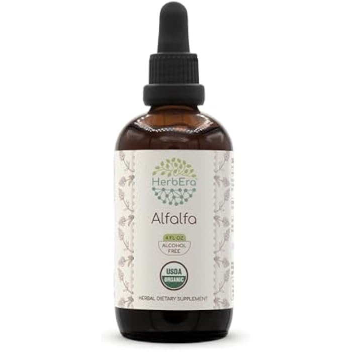 HerbEra Alfalfa B120 USDA Organic Tincture | Alcohol-Free Extract, High-Potency Herbal Drops | Certified Organic Alfalfa Dried Leaf (4 oz) - Image 1