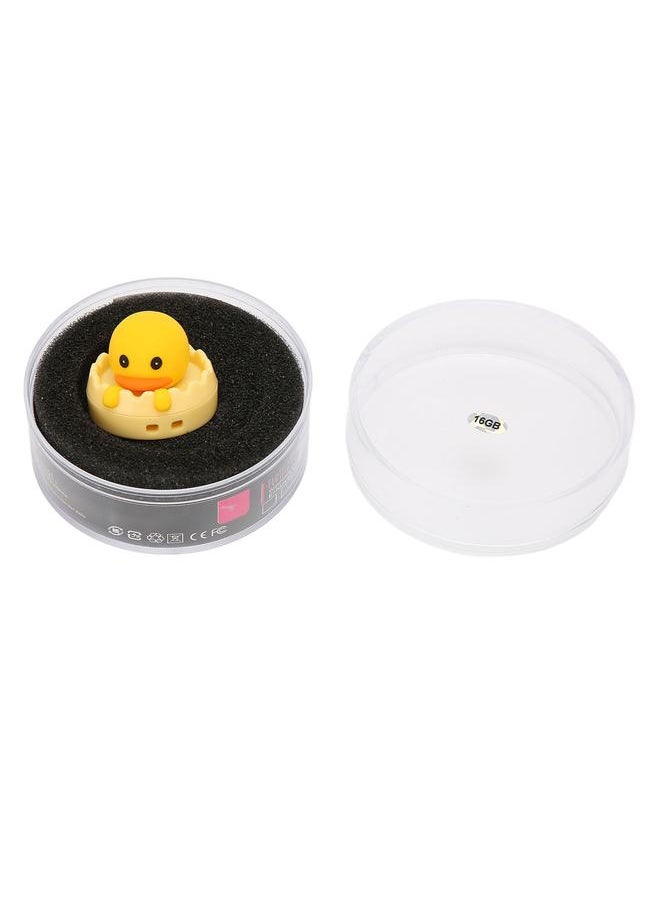 Thoraya Creative cartoon USB flash drive rotating high speed USB flash drive USB flash drive yellow duck + finger ring buckle 16GB  - Image 1