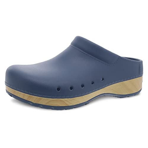 Dansko Kane SlipOn Mule Clog for Women Lightweight Cushioned Comfort and Removable EVA Footbed with Arch Support Easy Clean Uppers Kane Blue 758 M US