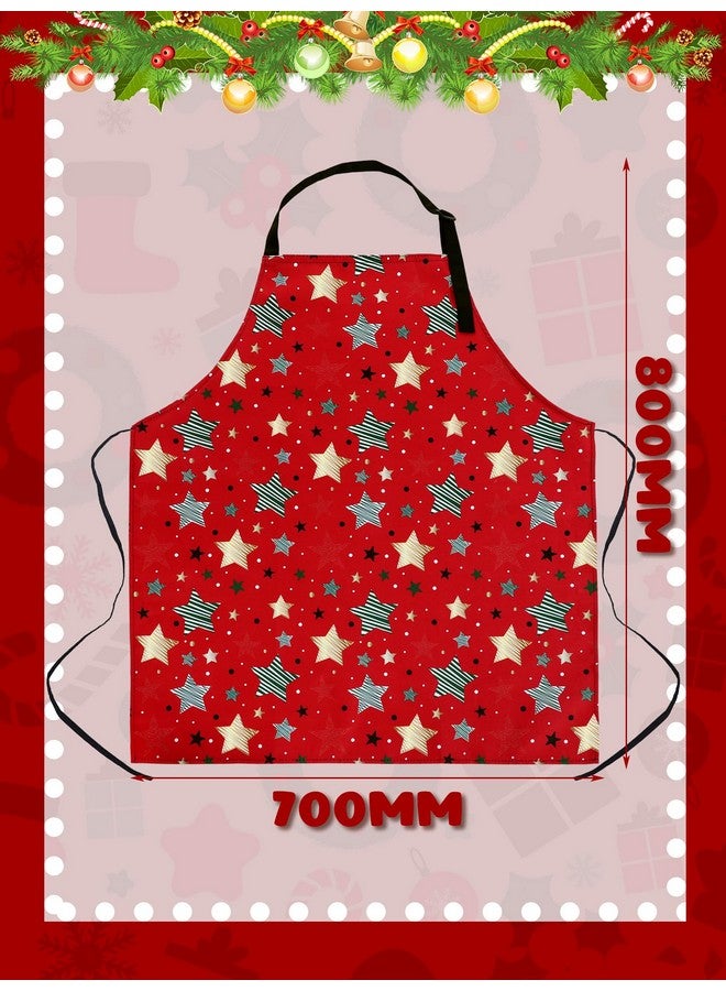 Bencailor Bencailor 6 Pcs Christmas Aprons with Pockets Adjustable Xmas Kitchen Aprons Waterproof Cooking Aprons for Women Men(Red and White,Xmas Tree)  - Image 3