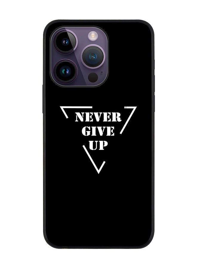 Stylizedd Rugged Black edge case for Apple iPhone 14 Pro Slim fit Soft Case Flexible Rubber Edges Anti Drop TPU Gel Thin Cover - Never give up - Image 1