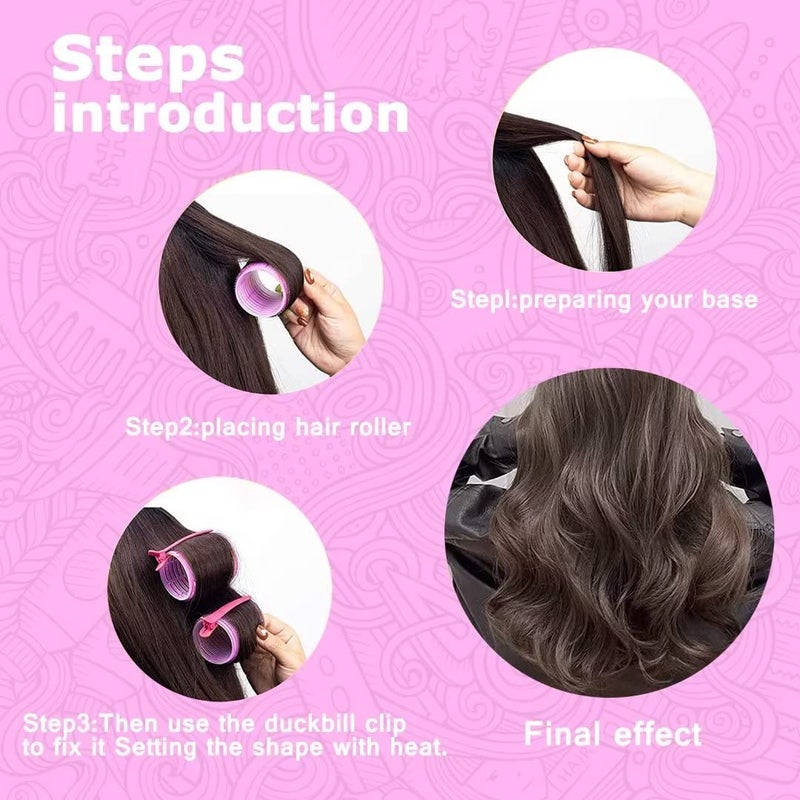 Sungenol Self grip hair roller set,18 pcs,Hair rollers with hair roller clips and comb,Salon hairdressing curlers,DIY Hair Styles, Sungenol 3 Sizes Rose red Hair Rollers in 1 set - Image 3