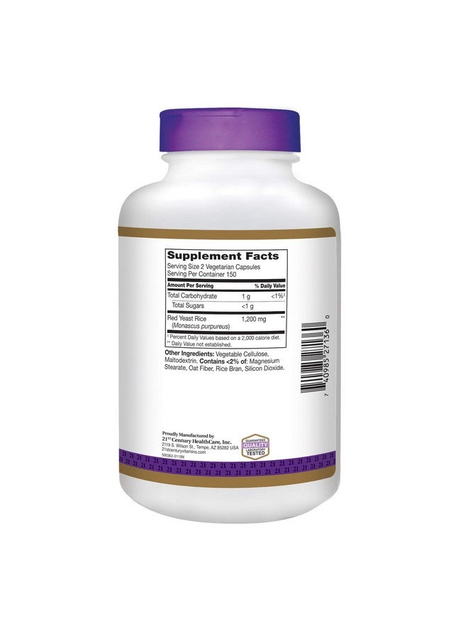 21st Century Red Yeast Rice Extract Veg Capsules, 300 Count - Image 3