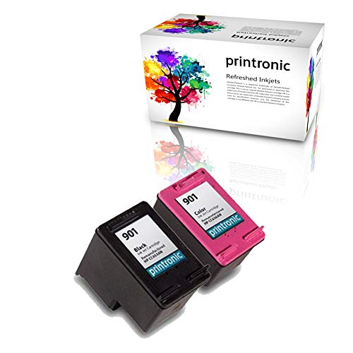 Printronic Remanufactured Ink Cartridge Replacement for HP 901 CC653AN CC656AN (1 Black 1 Color) 2 Pack - Image 1