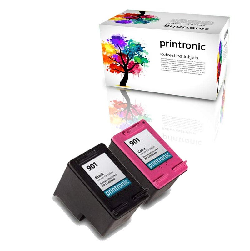 Printronic Remanufactured Ink Cartridge Replacement for HP 901 CC653AN CC656AN (1 Black 1 Color) 2 Pack - Image 5