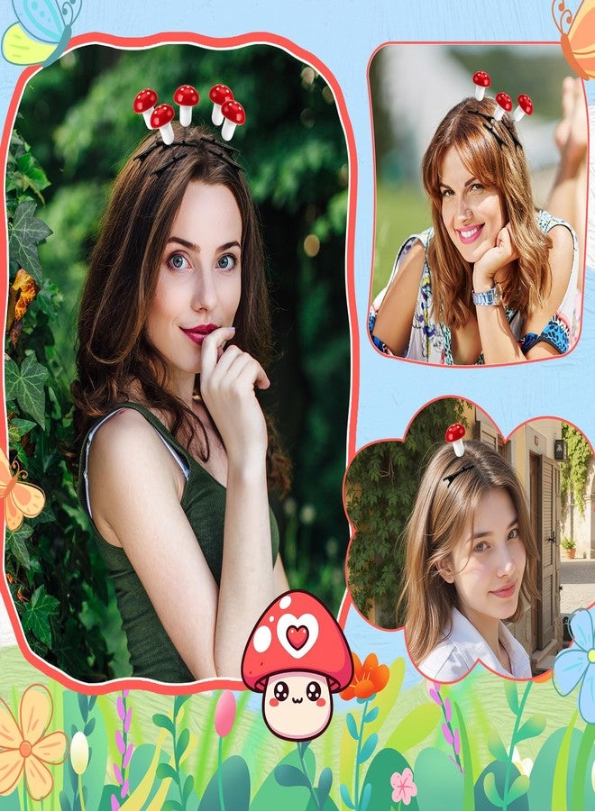TUCEWP 10Pcs Red Mushroom Hair Clips Cute Funny Hair Barrettes for Women Girls Kids Rave Trinkets Festival Hairpin Headwear Hair Accessories for Halloween Christmas Holiday School Party Supplies - Image 3