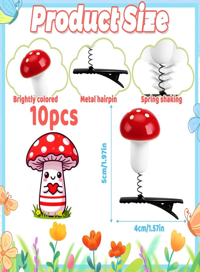 TUCEWP 10Pcs Red Mushroom Hair Clips Cute Funny Hair Barrettes for Women Girls Kids Rave Trinkets Festival Hairpin Headwear Hair Accessories for Halloween Christmas Holiday School Party Supplies - Image 2