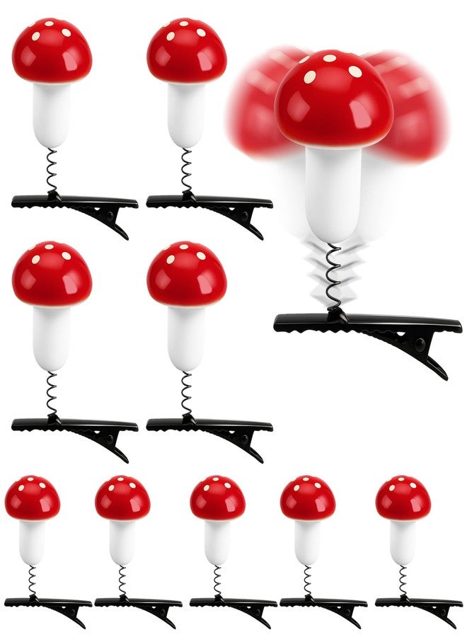 TUCEWP 10Pcs Red Mushroom Hair Clips Cute Funny Hair Barrettes for Women Girls Kids Rave Trinkets Festival Hairpin Headwear Hair Accessories for Halloween Christmas Holiday School Party Supplies - Image 1