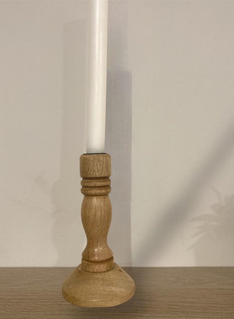 Beautifully Carved Rustic Candlestick A Masterpiece Of Art A Handmade Candlestick Holder A Masterpiece Of Beige Spherical Wood Handmade In India Candlestick Length 15 Cm  - Image 2