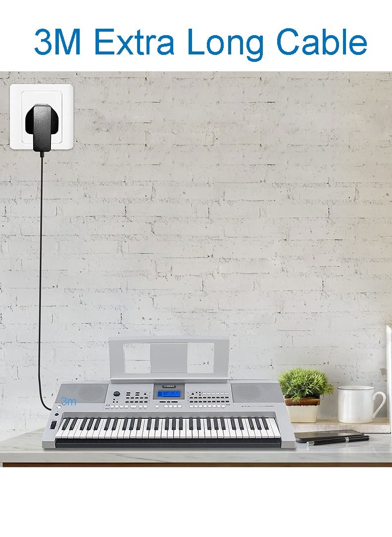 TLAXCA محول التيار المتردد للوحة المفاتيح Yamaha 3M 12V محول كابل الشاحن لـ PA-130a، PA-130b، PA-150b، P45، PA-3b، PA-3c، PA-5d، PSR-210، PSR-E473، PSR-78 ، P125، E373، EZ-220، EZ-300 البيانو الإلكتروني  - Image 2