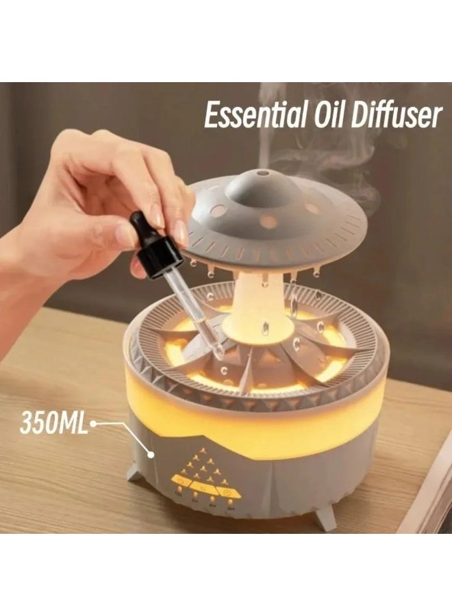 Denx UFO Raindrop Aroma Diffuser with Remote Control – 350ml Essential Oil Humidifier with Colorful Night Light, Raindrop Simulation & Auto Power-Off – Ultrasonic Aromatherapy Diffuser for Home & Office - Image 3
