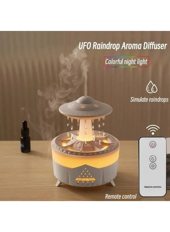 Denx UFO Raindrop Aroma Diffuser with Remote Control – 350ml Essential Oil Humidifier with Colorful Night Light, Raindrop Simulation & Auto Power-Off – Ultrasonic Aromatherapy Diffuser for Home & Office - Image 2