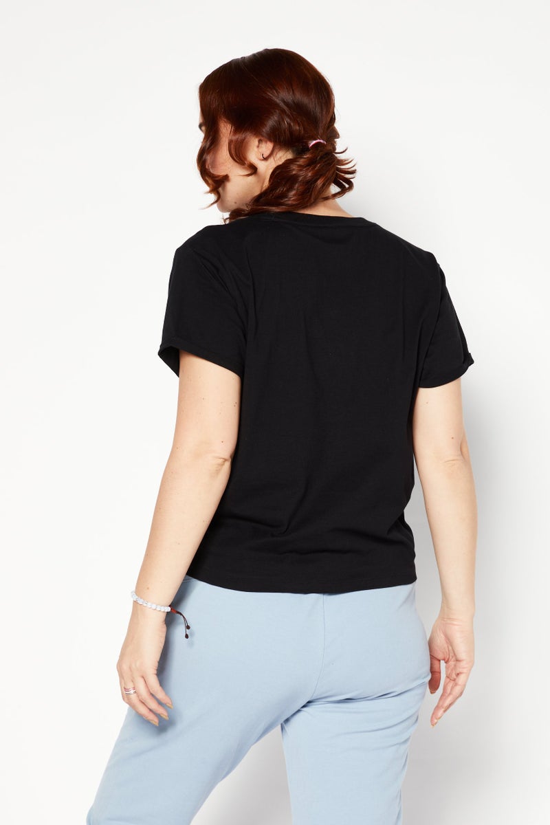 DKNY Women Sportswear Fit Short Sleeve Brand Logo Outdoor T-Shirt, Black - Image 3