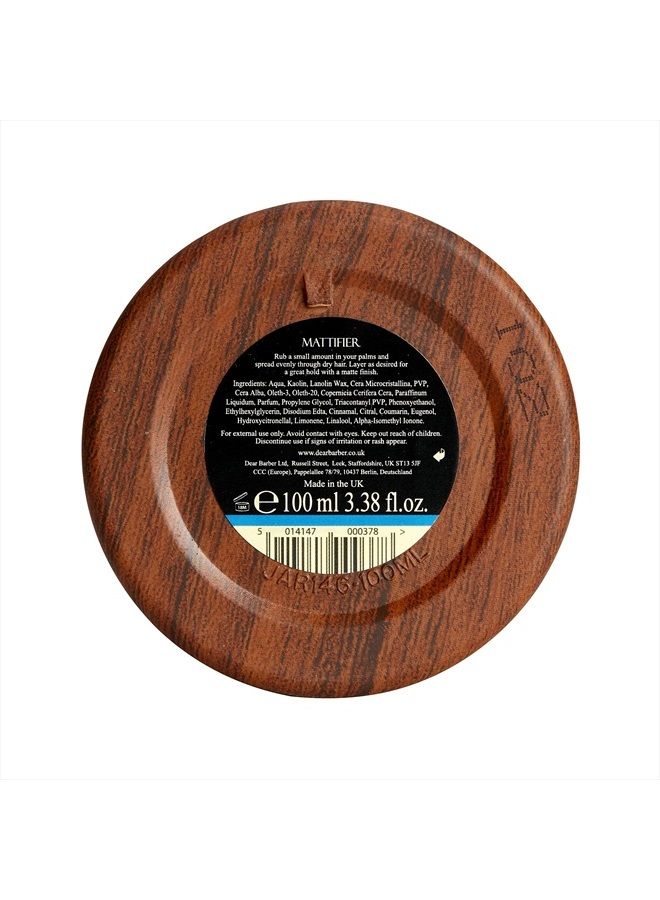 Dear Barber Men's Hair Styling Mattifier for a Strong Flexible Hold with Low Shine Ultra Matte Finish 100ml - Image 2