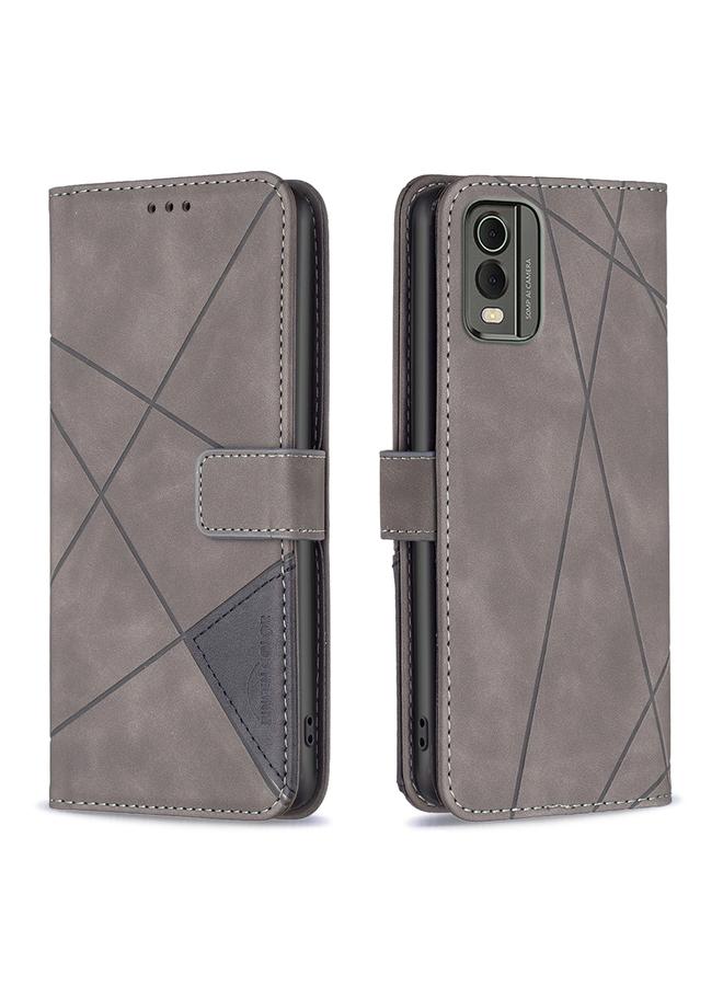 اس-توب جراب لهاتف Nokia C32 مصنوع من الجلد بتصميم معيني ومشبك مغناطيسي - Image 1