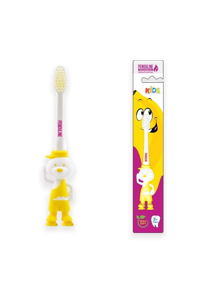 Penduline Kids Toothbrush | Ultra Soft | Yellow Color | Rubber base | Boy - Image 1