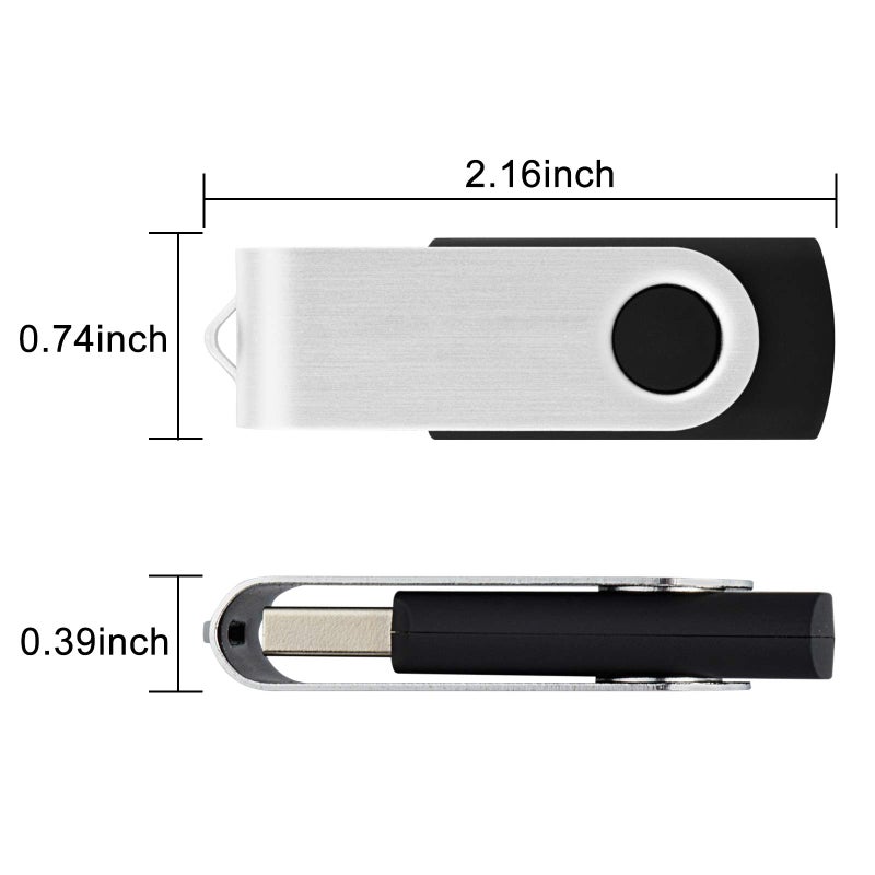 Kootion كووتيون 20 حزمة 16 جيجابايت USB 3.0 فلاش درايف دوار USB ستيك ذاكرة لتخزين البيانات (أسود) - Image 2
