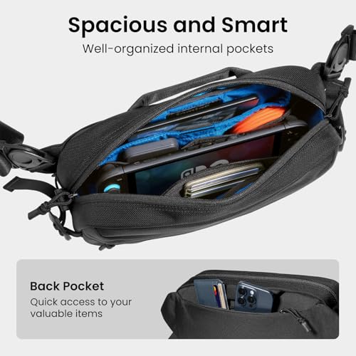 Tomtoc حقيبة سلاينغ tomtoc بسعة 5.5 لتر لجهاز نينتندو سويتش 2/ROG إكس بوكس ألي إكس، حقيبة كروس بودي متينة للرجال/النساء، حقيبة صدر تكتيكية مقاومة للماء للسفر لحقيبة كتف لجهاز ستيم ديك OLED، آيباد ميني - Image 3