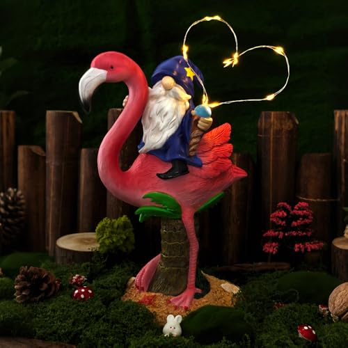 Miggley Funny Flamingo Gnome Solar Garden Statue with LED Light - Outdoor Yard Lawn Patio Decor - Great Birthday Housewarming Gift for Women, Mom, Grandma - Image 5
