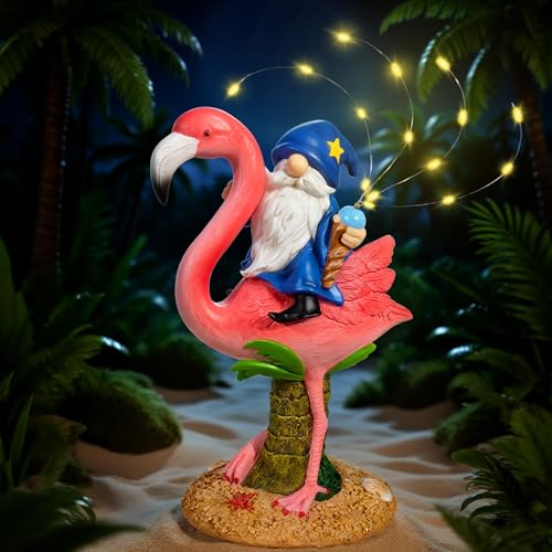 Miggley Funny Flamingo Gnome Solar Garden Statue with LED Light - Outdoor Yard Lawn Patio Decor - Great Birthday Housewarming Gift for Women, Mom, Grandma - Image 3
