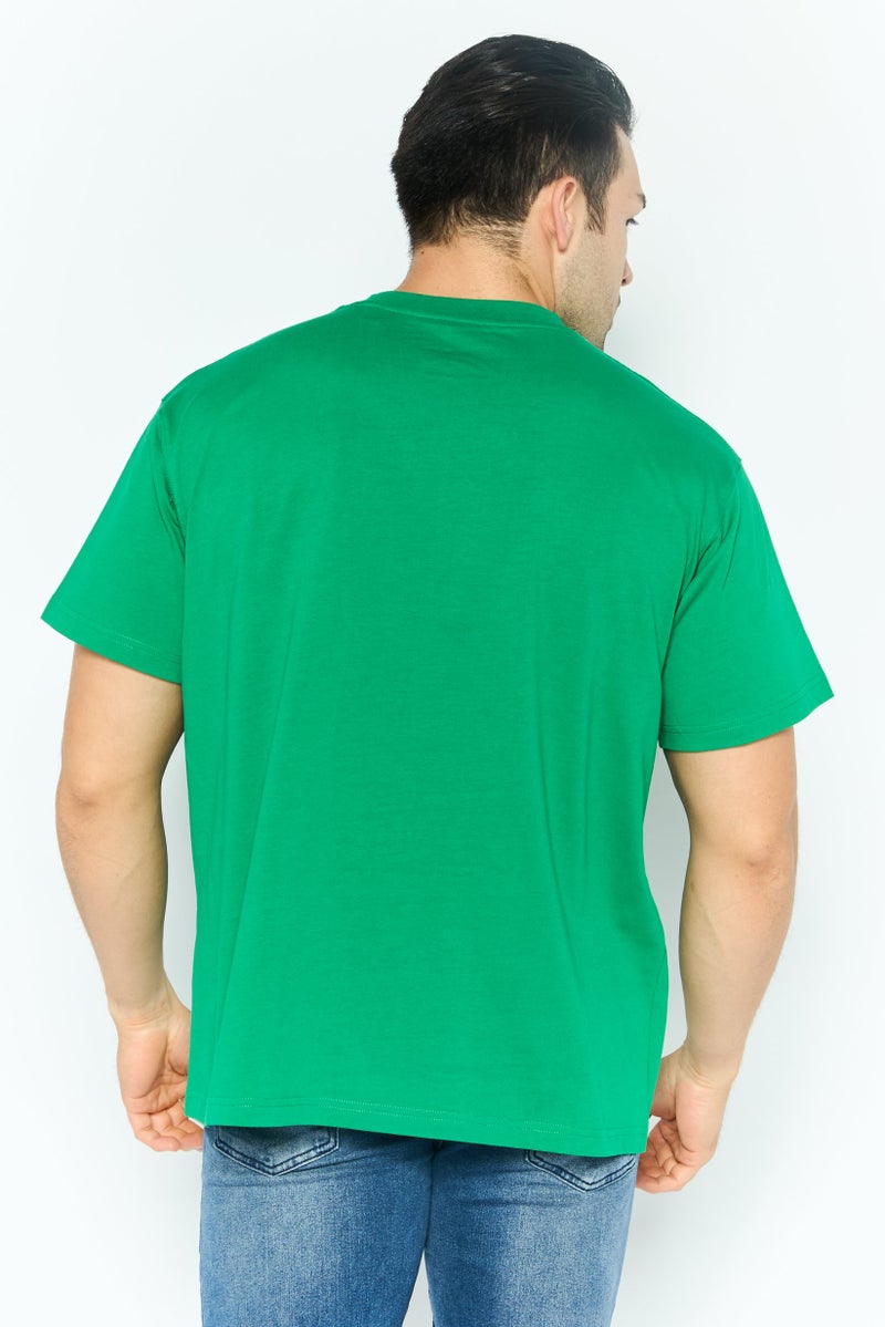 ESPRIT تي شيرت رجالي بأكمام قصيرة وياقة دائرية بشعار العلامة التجارية، أخضر - Image 4
