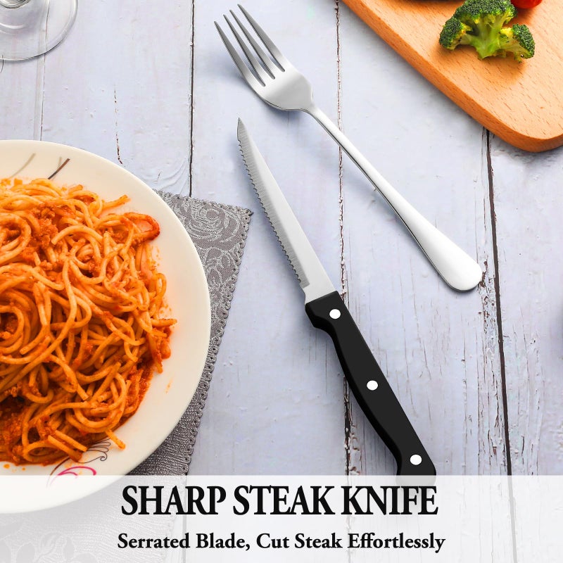 MUTNITT Silverware Set with Steak Knives Service for 4,Stainless Steel Flatware, Mirror Polished Cutlery Utensil Set for Home Kitchen Eating Tableware, Include Fork Knife Spoon, Dishwasher Safe - Image 5