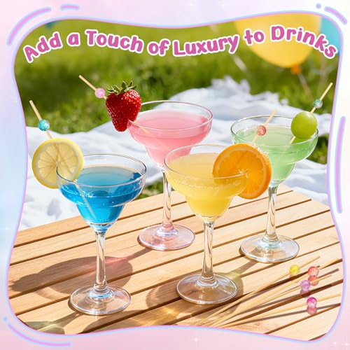Vicuna R 200PCS Cocktail Picks, Colored Pearl Fancy Toothpicks for Appetizers, 4.7 IN Long Decorative Bamboo Skewers, Wooden Garnish Sticks for Food Drinks Fruit Charcuterie Boards Accessories Party Supplies - Image 4
